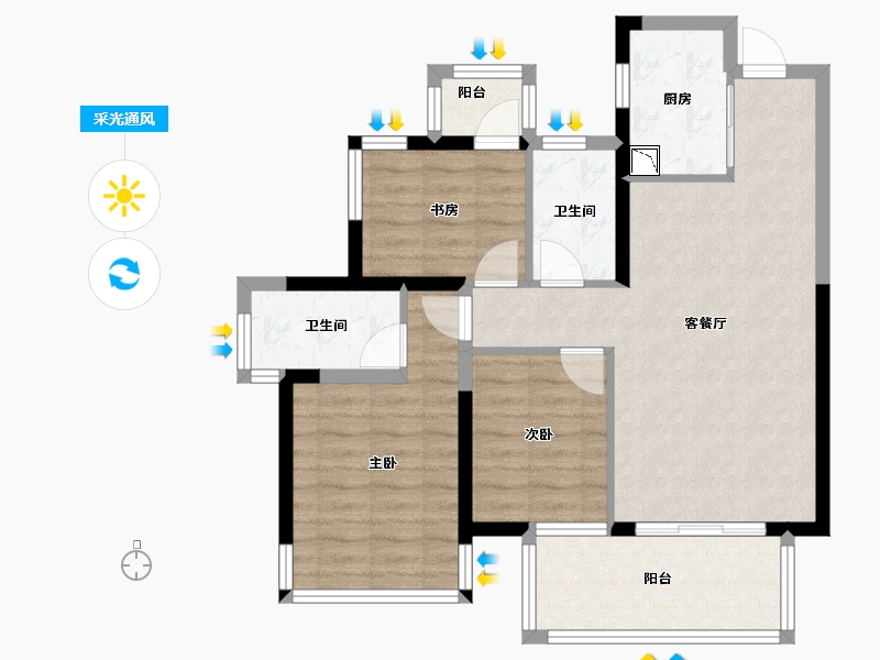 广西壮族自治区-南宁市-南宁绿地城-77.44-户型库-采光通风