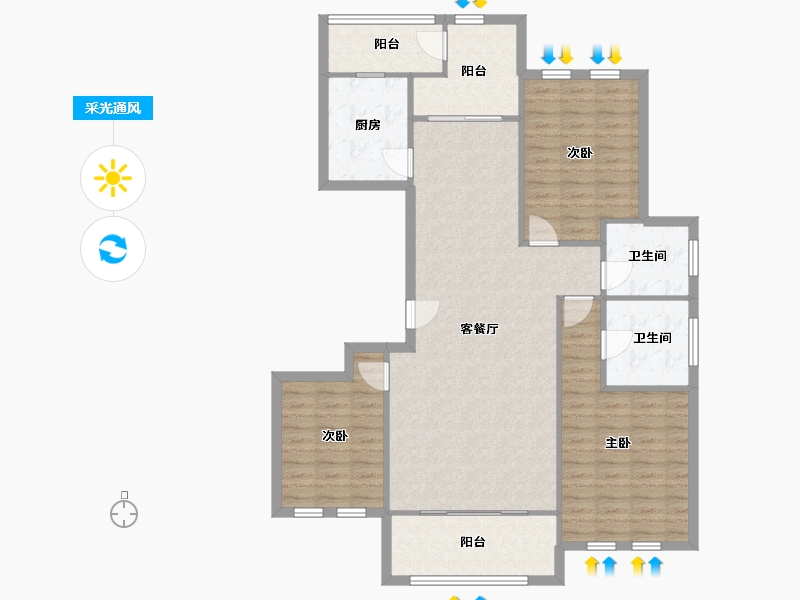 湖南省-长沙市-中房瑞致-117.18-户型库-采光通风