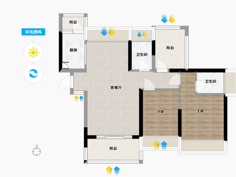 广东省-惠州市-牧云溪谷-73.80-户型库-采光通风