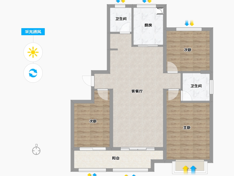 山东省-菏泽市-丽天豪庭-91.13-户型库-采光通风