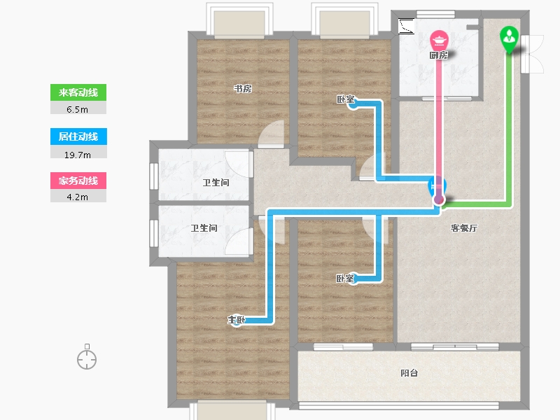 湖北省-武汉市-龙湖・天玺-107.21-户型库-动静线