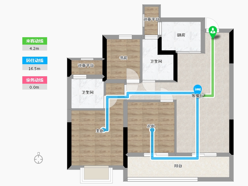 浙江省-杭州市-大家坤和美筑-75.84-户型库-动静线