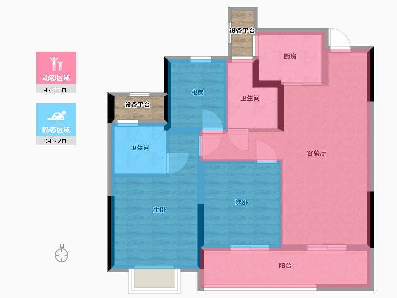 浙江省-杭州市-大家坤和美筑-75.84-户型库-动静分区