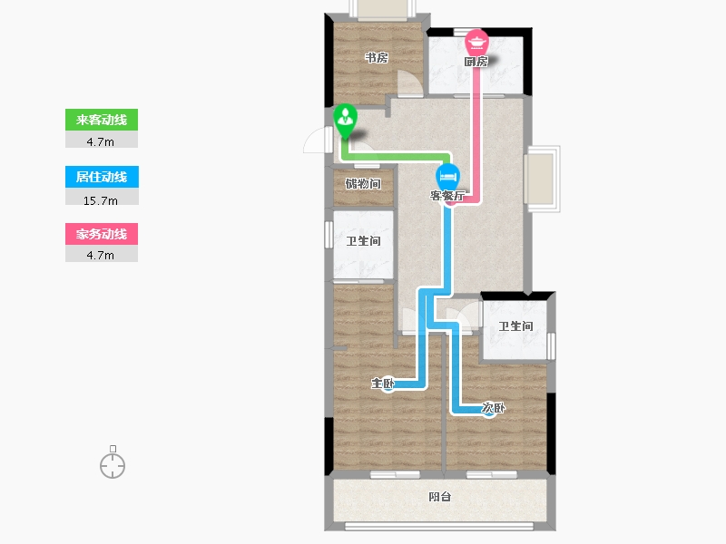 浙江省-杭州市-大家坤和美筑-83.88-户型库-动静线