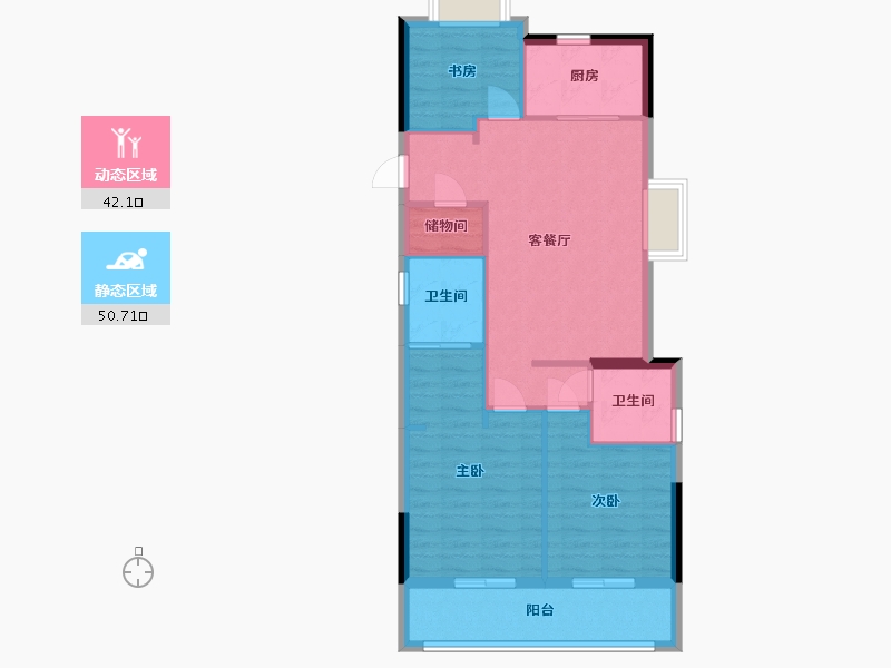 浙江省-杭州市-大家坤和美筑-83.88-户型库-动静分区