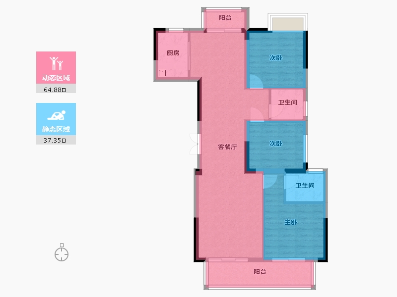 江西省-赣州市-金鹏小留园-92.00-户型库-动静分区