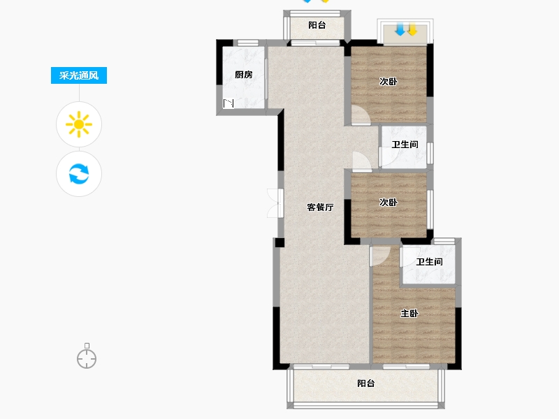 江西省-赣州市-金鹏小留园-92.00-户型库-采光通风