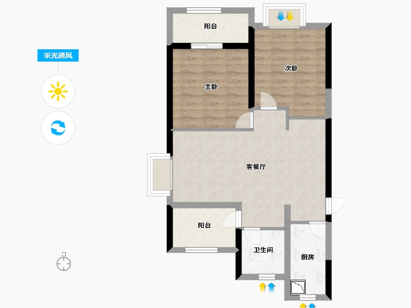 江苏省-苏州市-都会之光-64.57-户型库-采光通风