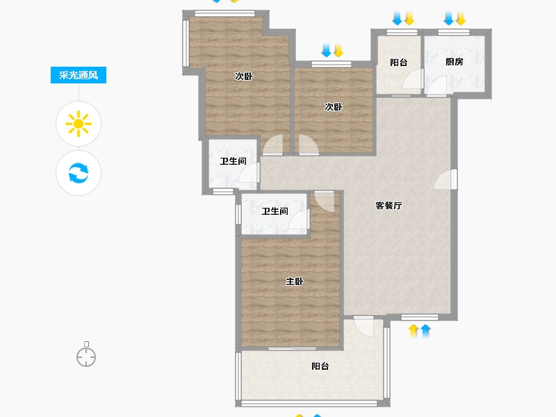 四川省-成都市-皇冠国际社区-111.36-户型库-采光通风