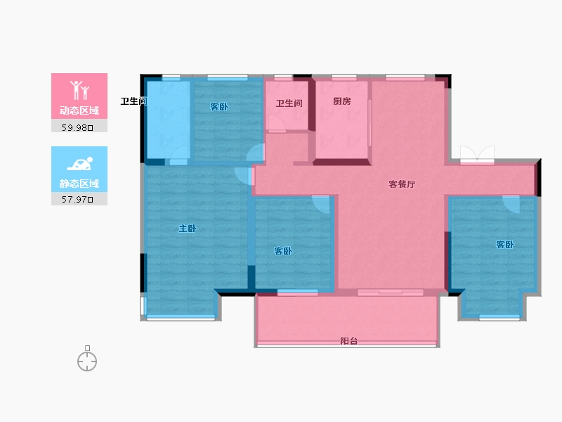 江苏省-常州市-中梁中南拾光印-105.59-户型库-动静分区