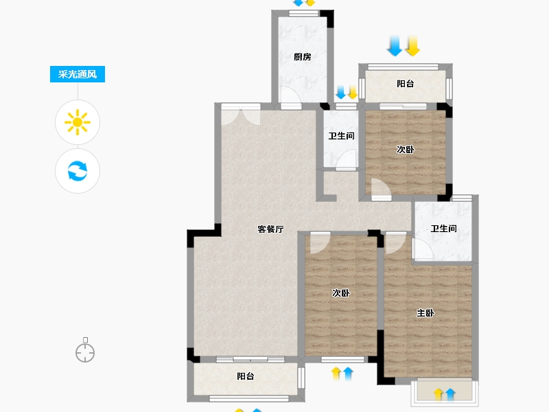 湖北省-宜昌市-弘洋卢浮公馆-103.60-户型库-采光通风