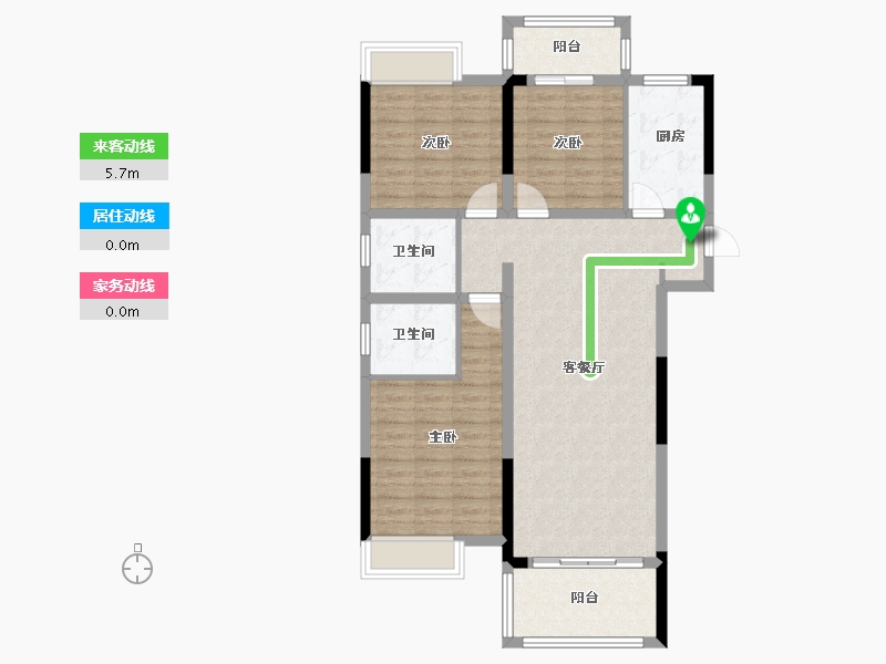 湖北省-宜昌市-弘洋卢浮公馆-96.18-户型库-动静线