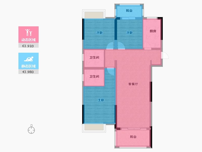 湖北省-宜昌市-弘洋卢浮公馆-96.18-户型库-动静分区