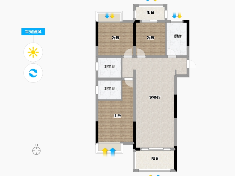 湖北省-宜昌市-弘洋卢浮公馆-96.18-户型库-采光通风