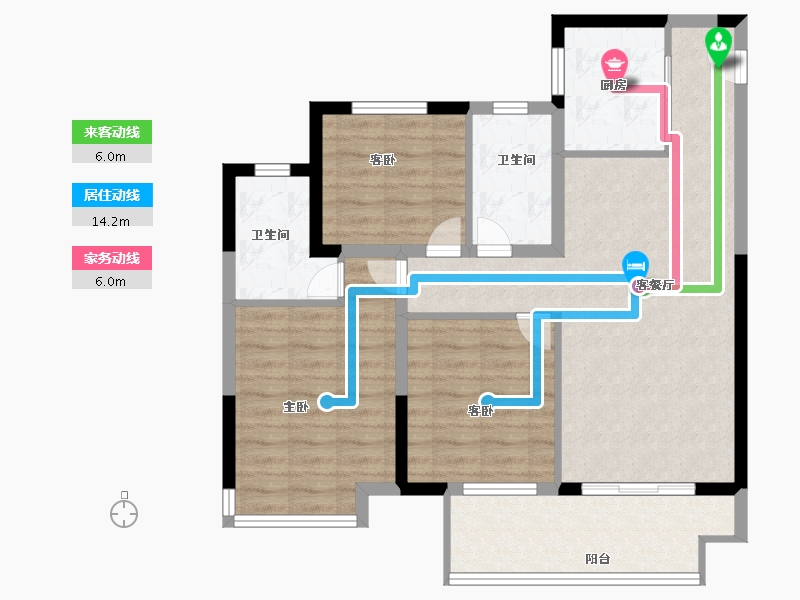 江苏省-常州市-中梁中南拾光印-86.40-户型库-动静线