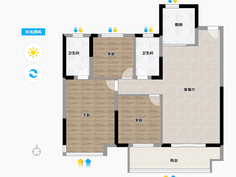 江苏省-常州市-中梁中南拾光印-94.40-户型库-采光通风