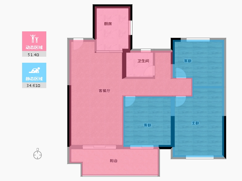 江苏省-常州市-中梁中南拾光印-77.60-户型库-动静分区