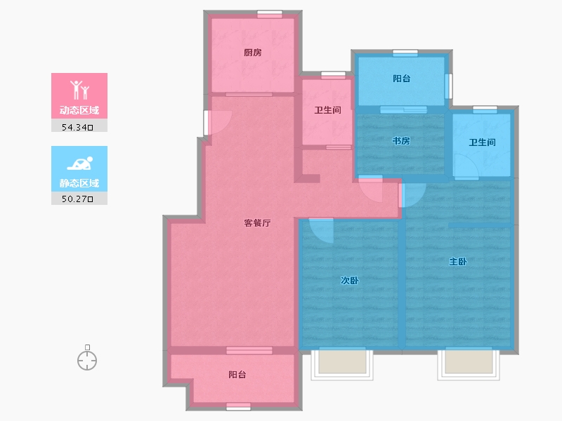 河南省-信阳市-台北澜景-92.75-户型库-动静分区