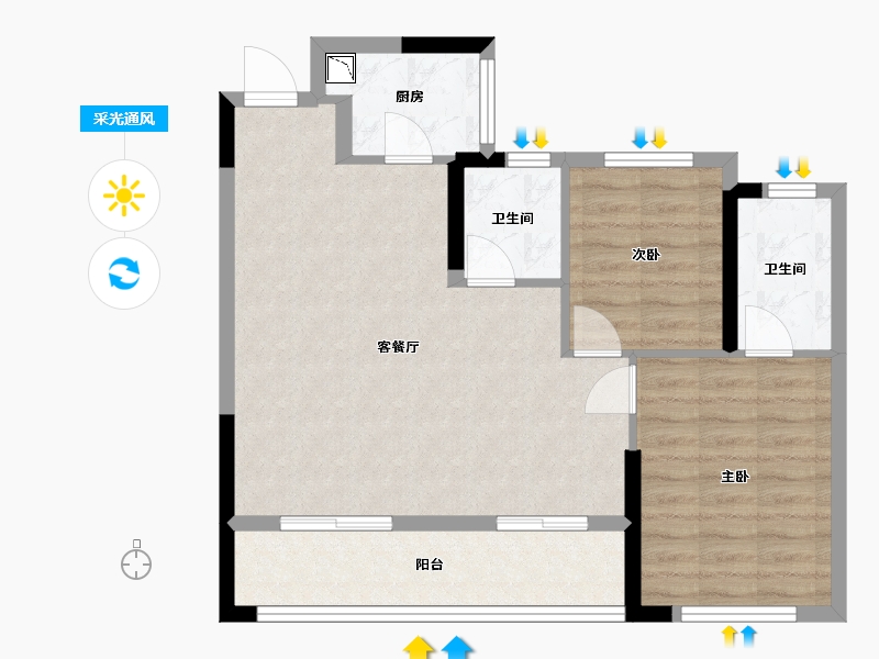 浙江省-杭州市-远洋大河宸章-73.17-户型库-采光通风