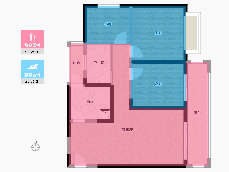 云南省-昆明市-中梁首府-75.35-户型库-动静分区