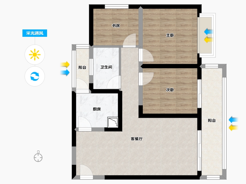 云南省-昆明市-中梁首府-75.35-户型库-采光通风