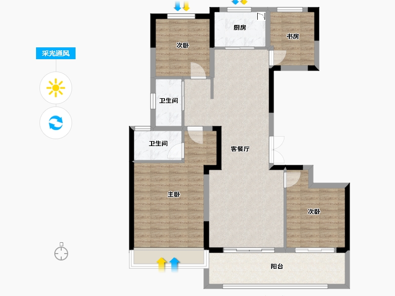 江苏省-连云港市-学院府-106.60-户型库-采光通风