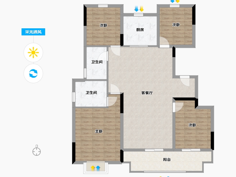 河南省-郑州市-康桥林语镇-122.00-户型库-采光通风