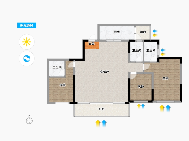 四川省-成都市-中国铁建西派金沙-129.21-户型库-采光通风