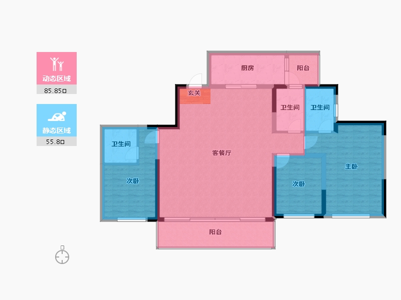 四川省-成都市-中国铁建西派金沙-129.21-户型库-动静分区