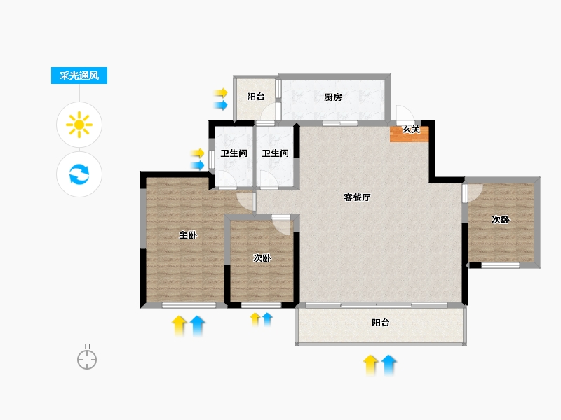 四川省-成都市-中国铁建西派金沙-122.88-户型库-采光通风