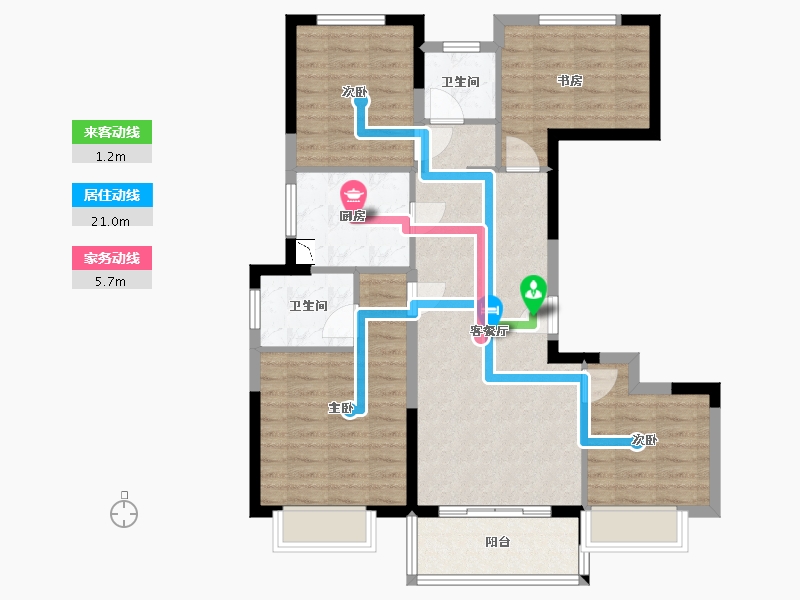 江苏省-泰州市-宝龙世家-89.60-户型库-动静线