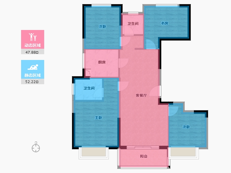 江苏省-泰州市-宝龙世家-89.60-户型库-动静分区