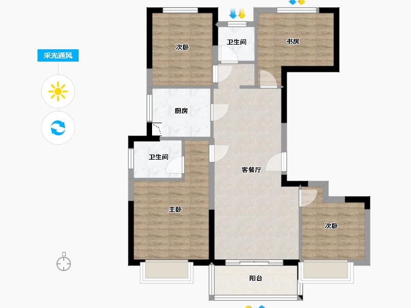 江苏省-泰州市-宝龙世家-89.60-户型库-采光通风