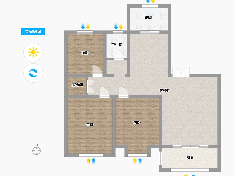 山东省-济宁市-光杨江山樾-99.84-户型库-采光通风