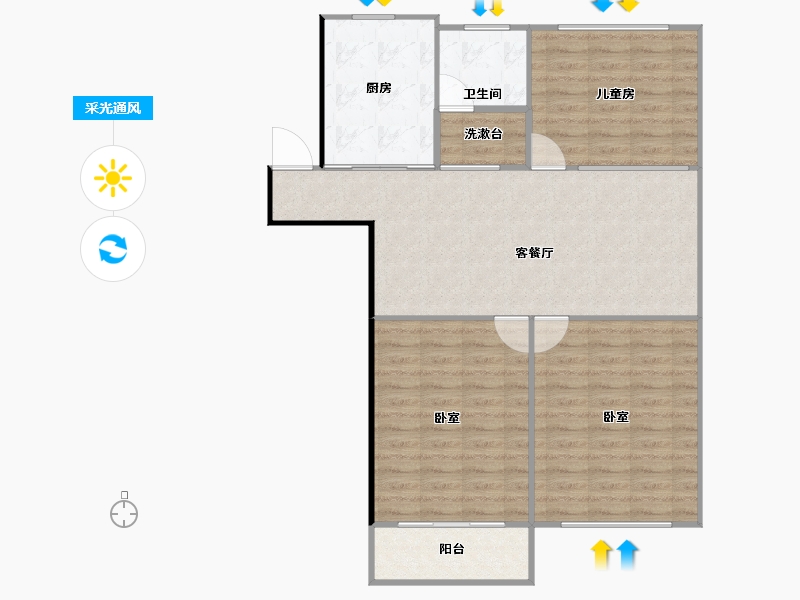 江苏省-无锡市-凯发苑小区-91.54-户型库-采光通风