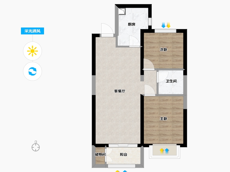 山西省-临汾市-保利・天汇-56.91-户型库-采光通风