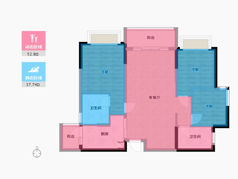 四川省-南充市-恒大华府-80.71-户型库-动静分区