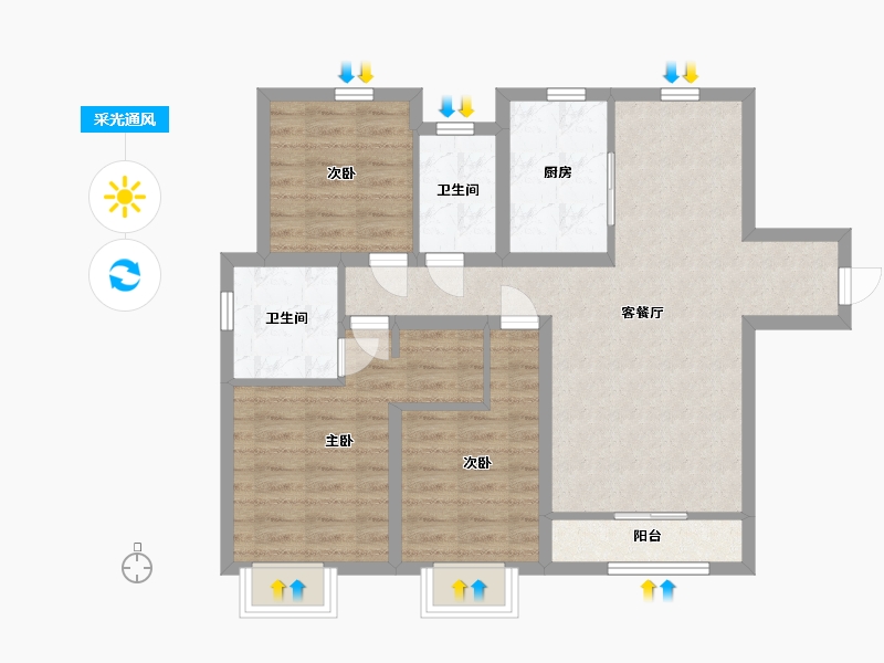 山东省-东营市-融创滨江壹号-80.00-户型库-采光通风