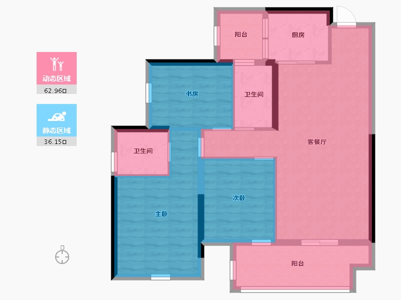 广西壮族自治区-贵港市-松宇公馆-88.55-户型库-动静分区