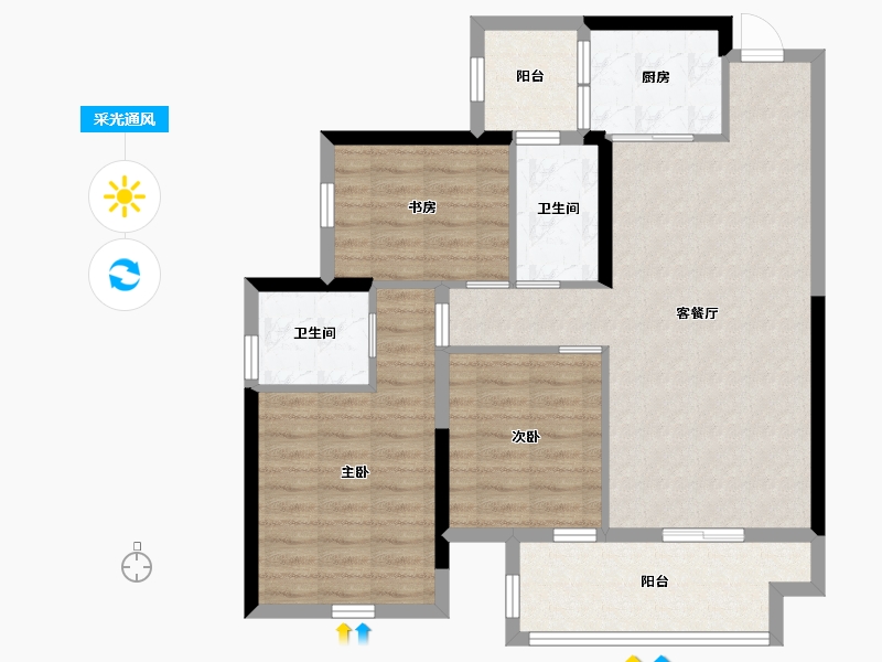 广西壮族自治区-贵港市-松宇公馆-88.55-户型库-采光通风