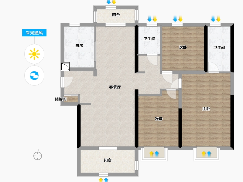 江西省-南昌市-保利洪都里-110.00-户型库-采光通风