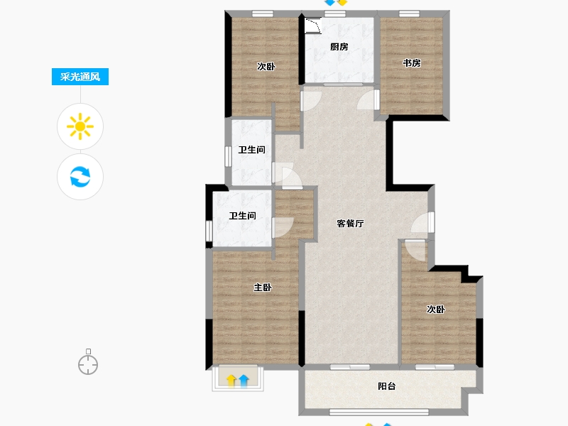 浙江省-金华市-中昂天玥府-120.00-户型库-采光通风