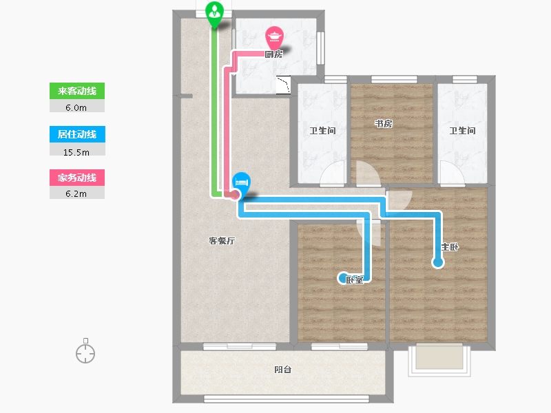 湖北省-武汉市-龙湖・天玺-95.66-户型库-动静线