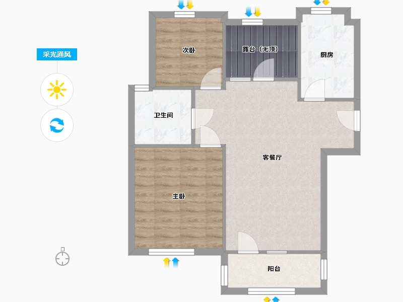 河北省-廊坊市-路劲阳光城-68.31-户型库-采光通风