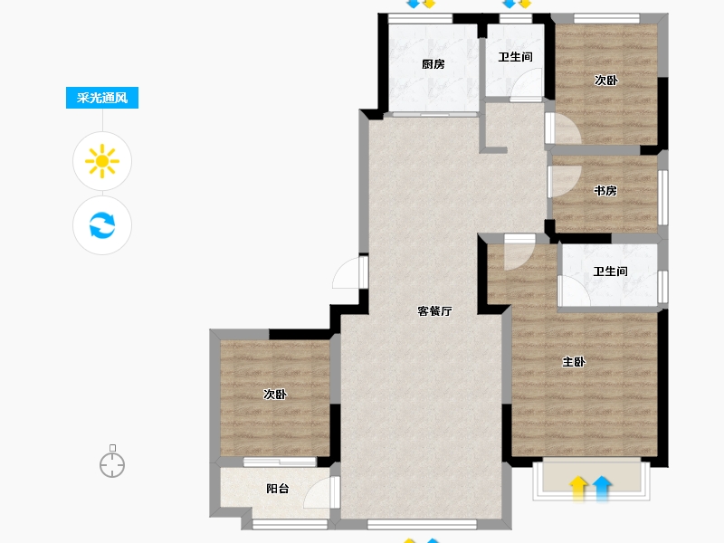 山东省-济南市-公园学府-92.92-户型库-采光通风