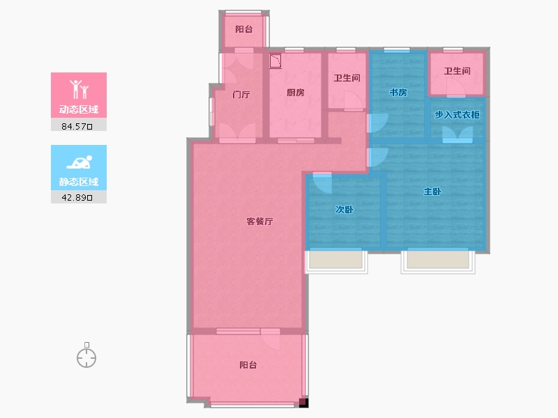 新疆维吾尔自治区-克拉玛依市-融合家园-113.11-户型库-动静分区