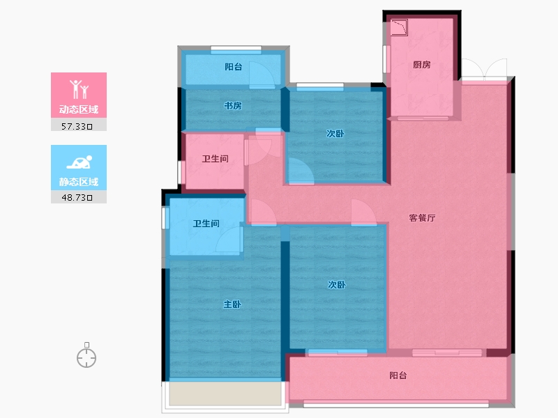 浙江省-温州市-金澜云邸-94.77-户型库-动静分区