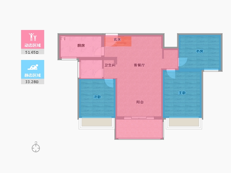 江苏省-扬州市-运河宝龙观邸-75.79-户型库-动静分区