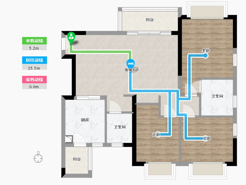 四川省-南充市-恒大华府-85.89-户型库-动静线