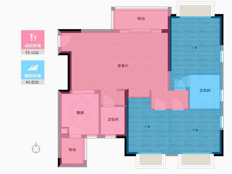 四川省-南充市-恒大华府-85.89-户型库-动静分区